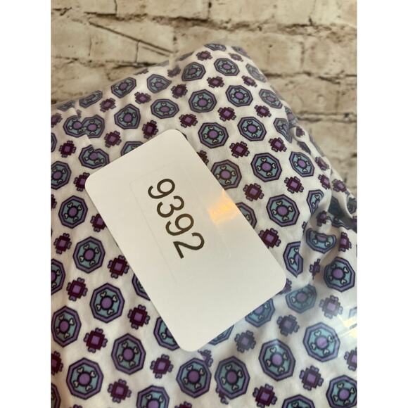 Talbots Top Womens 22W Blue & Purple Medallion Print Non Iron Button Up Plus - Picture 10 of 13